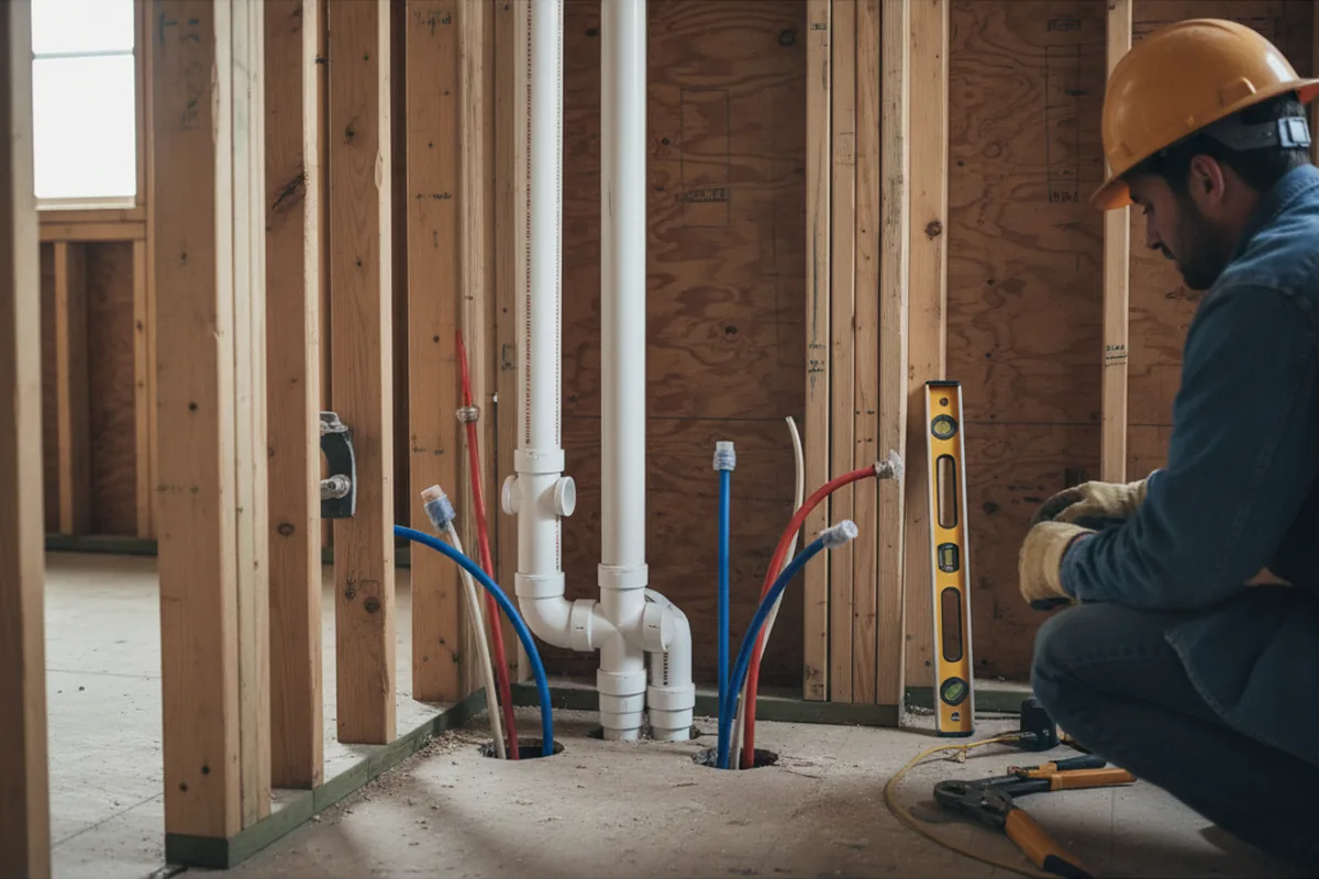 Drain and supply rough-in during Toilet Repair and Installation in Weeksbury